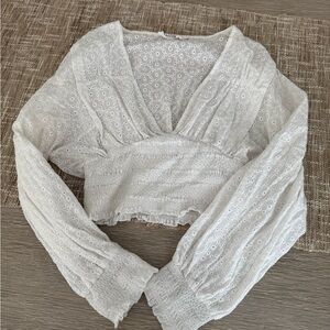 White Lace Women's Top Cropped